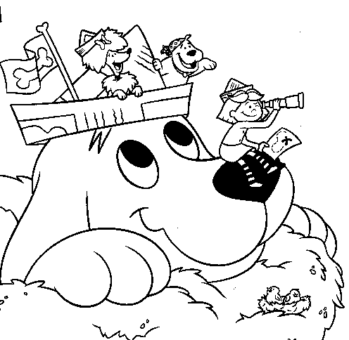 coloriage clifford joue avec ses jeunes amis